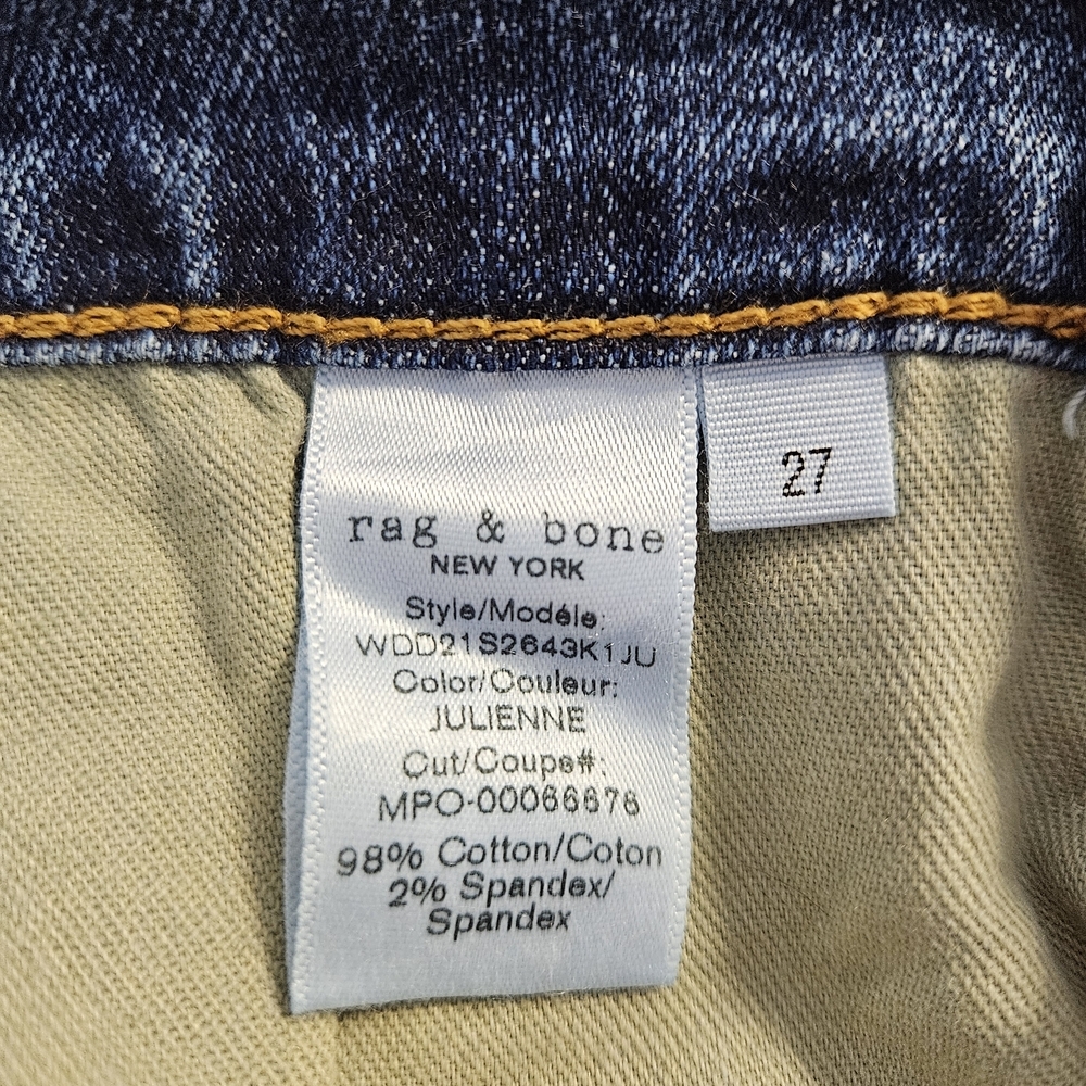 Rag & Bone Dre Low Rise Slim Boyfriend Cropped Jeans Julienne Wash 27 - Picture 7 of 13
